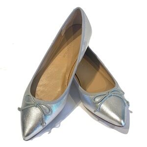 Banana Republic Silver Ballet Flats with Bow